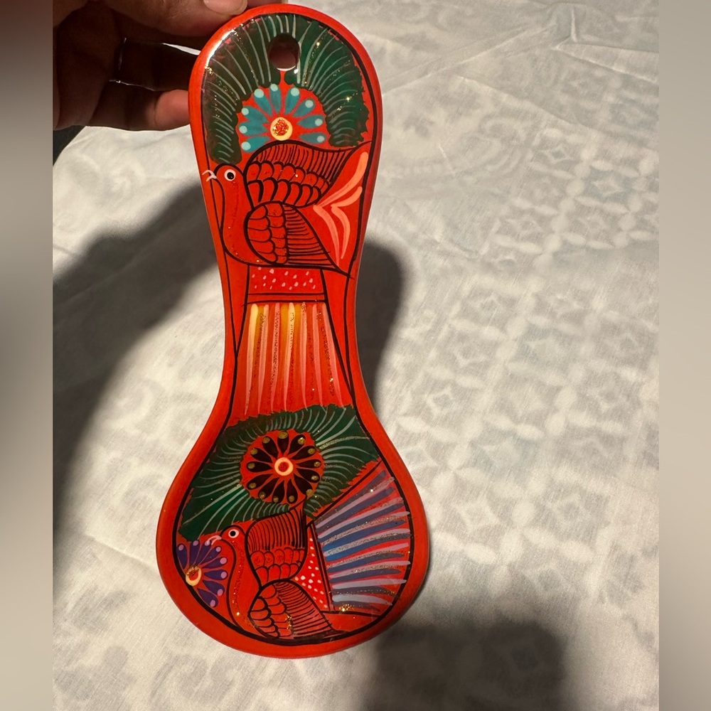 Colorful Hand-Painted Decorative Spoon rest .